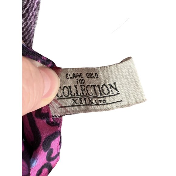 Vintage Elaine Gold for Collection XIIX Purple Patchwork Fringed Sheer Art Scarf - Picture 6 of 13